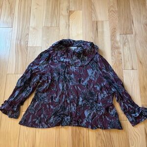 Habitat Clothes To Live In Lagenlook Floral Crinkle Cowl Neck Rayon Blend Top